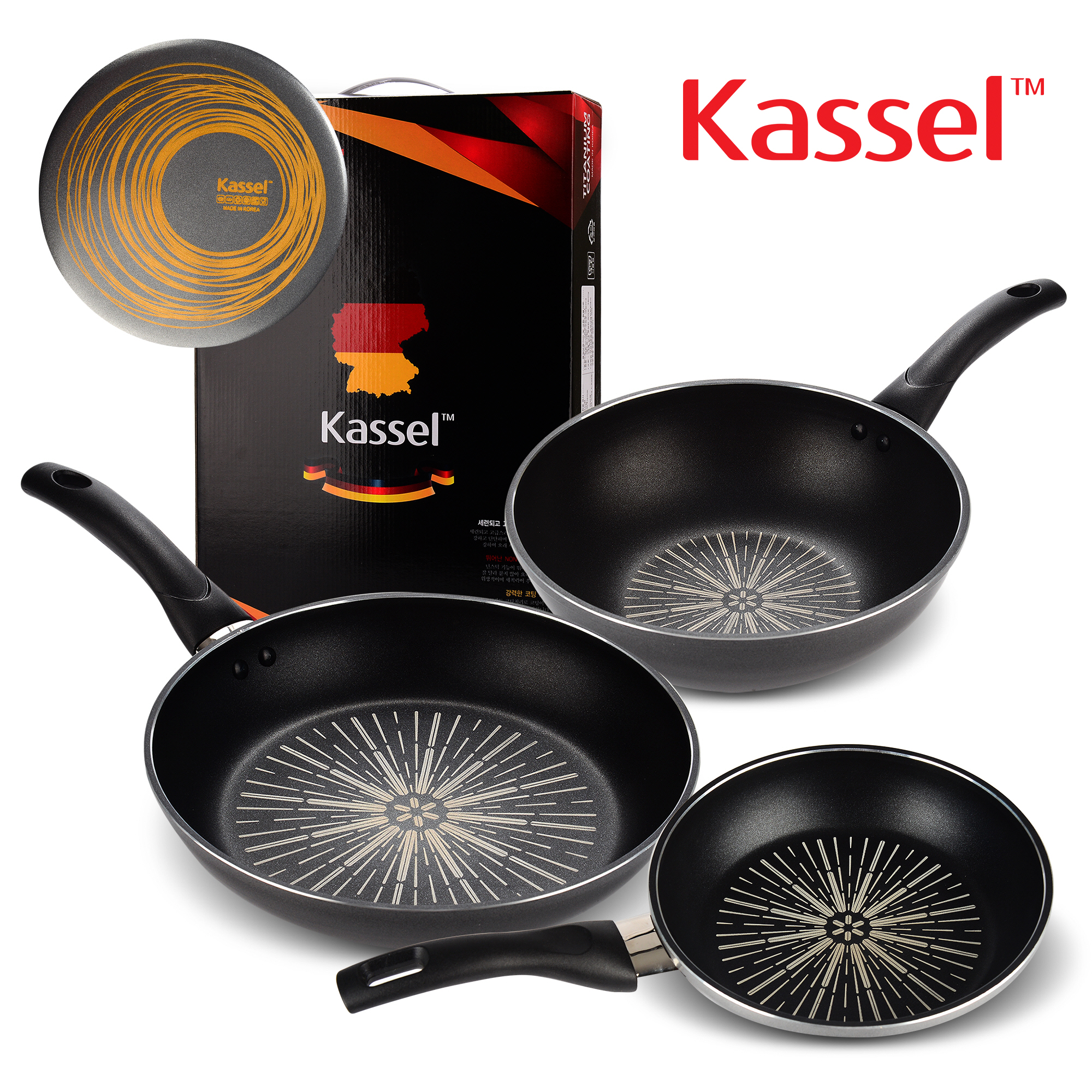 [Kassel ] 카셀 단조형 후라이팬 3종C세트[후20cm +후28cm+궁26cm]