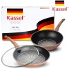[Kassel ] 카셀 티타늄코팅  실리콘 손잡이 후라이팬 3종세트 28CM후라이팬 + 28CM궁중팬+유리뚜껑