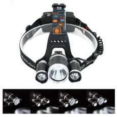 3구 3000루멘 충전식 LED 헤드랜턴 등산 낚시 랜턴 T6