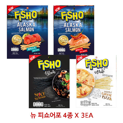 뉴 피쇼어포 더블치즈피자맛+매콤한피자맛+훈제연어맛+매콤한연어맛 4종 X 3ea