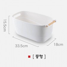 우드 손잡이 장난감 소품 정리 바구니 중형