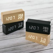 플라이토 우드 온습도 LED 탁상시계