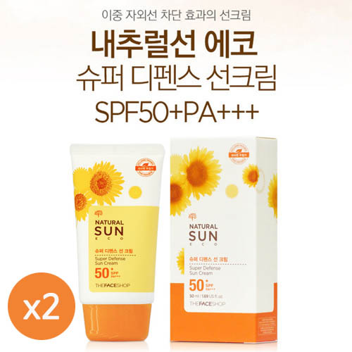 더페이샵 내추럴선 에코 슈퍼 디펜스 선크림 2개