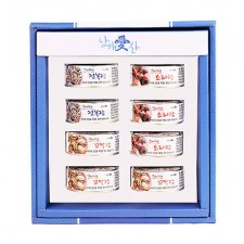 전남완도 저염식 특허간장 남해애찬 특선선물세트1호(전복100g*2개+소라100g*3개+꼬막100g*3개)(캔)