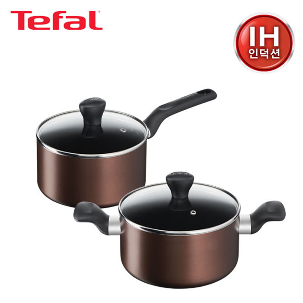 [테팔] 인덕션 초콜릿 티타늄 프로 냄비 편수 18cm+양수 20cm TFC-ICS8P0