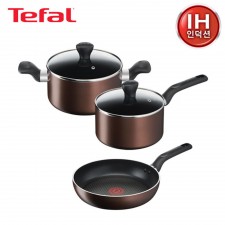 [테팔] 인덕션 초콜릿 티타늄 프로 프라이팬 24cm+냄비 편수 18cm+양수 20cm  TFC-IC4S8P0