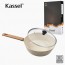 Kassel 카셀 인덕션 스톤 크림 세라믹 코팅 궁중팬 24cm + 유리뚜껑 24cm