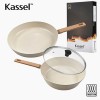 Kassel 카셀 인덕션 스톤 크림 세라믹 코팅 후라이팬 3종 C세트(28후,24궁,24뚜껑)