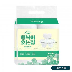 (스티커미부착)사피 행복이오는집 3겹화장지25M×4롤