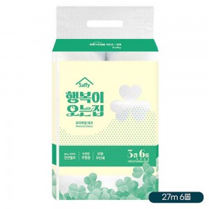 (스티커미부착)사피 행복이오는집 3겹화장지27M×6롤