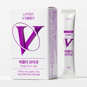 랑가 퍼플티 브이라인차 콜라겐 비타민 이너뷰티 브이샷 블루베리맛 14포 5g 2박스