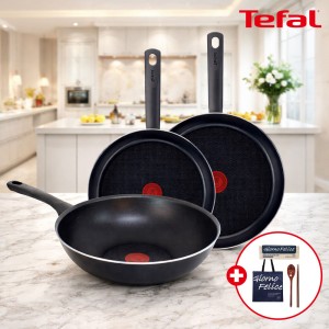★풍성페스타★ [테팔] 초코브라우니 프라이팬 24cm+멀티팬 28cm+드레스블루 프라이팬 28cm+(사은품) 대나무 키친타월 3겹 100매+장바구니1개+옻칠 나무수저 1인 세트