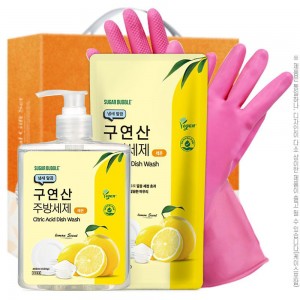 [슈가버블] 구연산주방세제500펌프 구연산주방세제300리필 고무장갑32cm(3종)