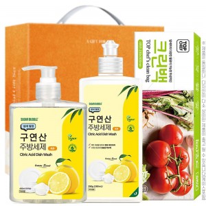 [슈가버블] 구연산주방세제500펌프 구연산주방세제290용기 크린백(3종)