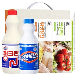 청소를부탁해4종2호(유한락스펑크린,유한락스,위생장갑,크린백)